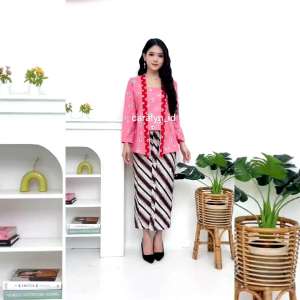 KEBAYA SET JUMPUTAN DEWASA LENGAN PANJANG SET ATASAN ROK JUMPUTAN KATUN