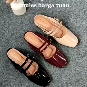 Aliya Sarah Sepatu Sandal Heels Wanita Sandal Mules Hak 3cm
