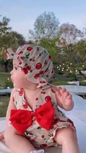 บอดี้สูทลูกสาว ผูกคอโชว์หลัง แรกเกิด-10 กิโลกรัม ฟรีหมวก