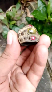 Cincin perunggu kuno batu hijau dan merah
