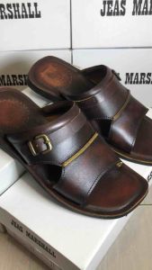 Sandal Kulit Pria Jeas Marshall - Kulit Sapi Asli 100% - JM 04 Cokelat (Produksi Sendiri)