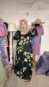 DRESS DIANA GAMIS RAYON PREMIUM MOTIF BUNGA ELEGAN ANGGUN DRESS WANITA DEWASA