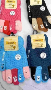 Sarung Tangan Anak Perempuan Usia 3-9 Tahun Wol Rajut Tebal Nyaman & Tidak Licin