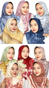 Hijab Segiempat Motif 110x110 cm Metal Logo Swarovsky Laser Cut ZT