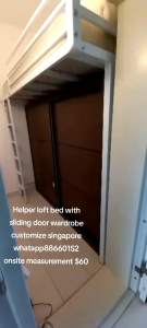 Loft bed with sliding door customize singapore for helper room/store room/bomb shelter/unity