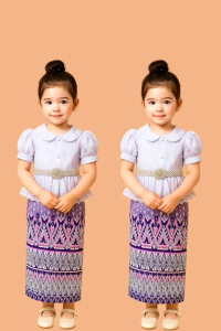 ชุดไทยประยุกต์เด็กหญิงใฝ่ทำบุญใส่ไปเที่ยวใส่ทำกิจกรรมโรงเรียนเข้ากันสุดๆ