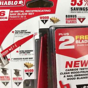 Diablo 6-Piece Bi-Metal Reciprocating Saw Blade Set with 2 Free Carbide Recip Blades