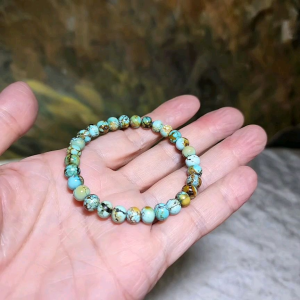 6.8mm+ Natural untreated Hubei Turquoise tangsancai apple shape beads bracelet  天然原矿湖北松石高瓷唐三彩苹果珠手链