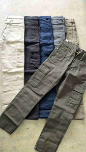 กางเกงขายาวผู้ชาย กางเกงคาร์โก้ขายาวรุ่นผ้าหนายืดหยุ่น  ทรงขากระบอกกลาง กางเกงใส่เที่ยวใส่ทำงานทั่วไป