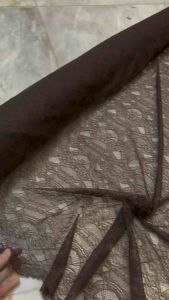 Bahan Kain Brukat Lace Chantily Santily Semi France Meteran(harga 05m) warna Coklat Tanah