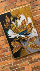 lukisan dinding aesthetic bunga gold luxury interior office home decor - Future Art Painting
