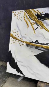 Lukisan Dinding Abstrak White Black Modern Art Painting Plus Frame FUTURE ART PAINTING