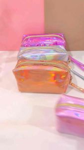 Makeup Pouch Holio Tas Kosmetik Hologram PVC Waterproof Travel Bag Serbaguna Mewah Aesthetic Cantik