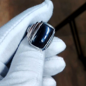 Cincin Tanduk kerbau landau asli silver petak sarung