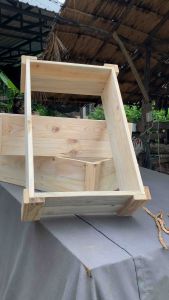 กระบะไม้ ลังไม้ ปลูกผัก อเนกประสงค์ ขนาด 33x53x17 สีไม้ธรรมชาติ ปลูกผัก ดอกไม้ ตกแต่งสวน