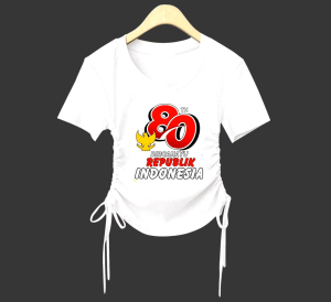 YOUNGHANDS CROP TEE ATASAN ANAK CROP TOP HUT RI 80 DIRGAHAYU INDONESIA MODEL SERUTAN FLEKSIBEL 2 SISI LENGAN PENDEK