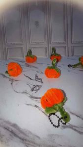 Halloween Pumpkin Keychain Gantungan Kunci Bulu Bentuk Labu Handmade Fashion