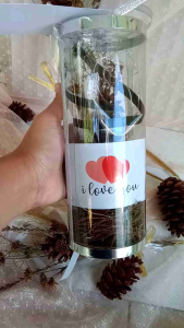 Buket Rustic bunga kering dalam tabung| buket dalam tabung