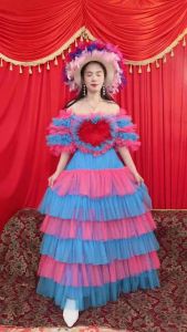 ชุดเดรส ผ้ามูกปาก หลายสี กระโปรงชั้นๆ สีสันสดใส ไม่ช้ำใคร หนึ่งในชุด 10