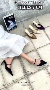 Simoncelli Sendal  Heels 7 cm | Sendal Wanita | Sendal Kantor Wanita | Wedding Shoes | High Heels | Heels Hitam | Heels Tali | Bridal Shoes | Heels Kondangan 506-1