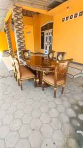 Meja Makan Salina Gendong / Meja Makan Mewah / 6 kursi Jati Jepara