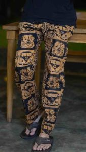 Celana Batik Cap Pria Panjang Tebal Motif Abstrak Casual Premium Coklat