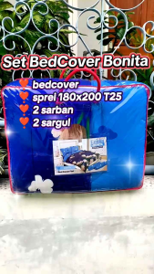 Bonita Emilia Bedcover Flat Sprei 180x200x25cm Motif Terlaris Terbaru Bahan Microrex Lembut Nyaman dan Tidak Luntur