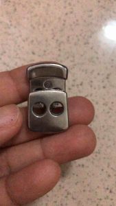 5 cái - Nút chặn nhựa phun tĩnh điện 2 lỗ màu đồng & inox dùng trong thời trang balo rút giày