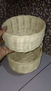 Rak Bawang Penyimpanan Bumbu dapur dari Rotan Asli minimalis Diameter 16cm tinggi 22cm