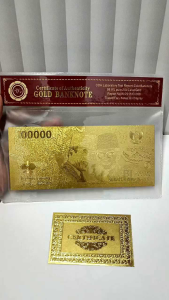 Uang Gold Foil 100000 RI Plus Sertifikat dan Fodder