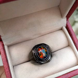 Cincin Batu Black Opal Minimalis