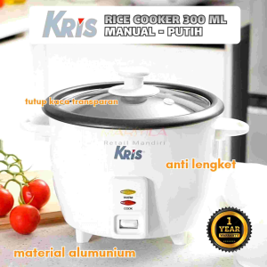 KRIS RICE COOKER MANUAL ANTI LENGKET 300ML PUTIH | RICE COOKER MINI 45 WATT KRIS