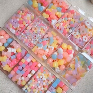 Manik Mote Jelly Glossy 20 PCS Karakter Lucu Bahan Kerajinan tangan Gelang dan Kalung Anak-anak