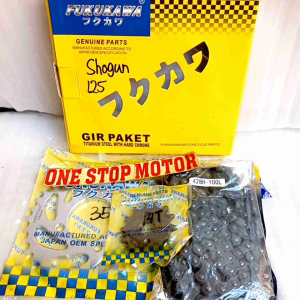 GIR GEAR SET GIR PAKET DRIVE CHAIN KIT ASLI FUKUKAWA SHOGUN 125 428H-100L 35T-14T ORIGINAL ORI FKKW