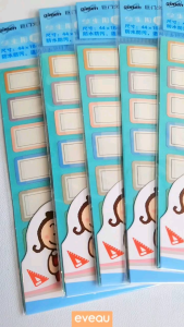 Name Sticker Stiker Nama Tahan Air Anak Isi 42 Persegi Panjang Putih Elegan Border Warna Pastel Stiker Dekorasi Kreatifitas Tempel Waterproof Anti Air