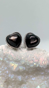 Hypersthene Heart Earrings 925 Silver