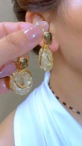 (Bebas beli 2 dapat bonus) H-Girl888 COD A128 Anting bulat juntai titanium wanita original elegan