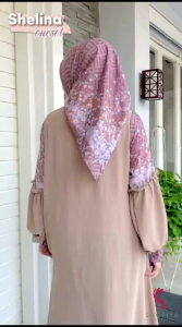 Dress Muslim Shelina Set Jilbab Motif Bunga ( Bisa COD )