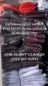 KERUDUNG SEKOLAH SERUT BORDIR NAMA perempuan hijab/Hijan perempuan sekolah TK SD SMP free bordir nama
