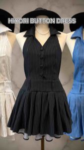 RJP Hiyori Button Casual Dress for Woman - OOTD Garterized Backless Dress with Belt Loops