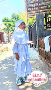 baju putih gamis naf canda pita// gamis anak terlaris