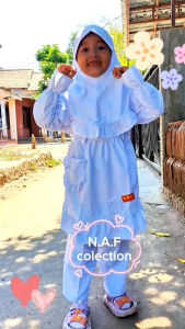 terbaru setelan putih anak perempuan renda naf//Baju Anak Putih Baju Manasik 4-12th/Gamis Anak Perempuan/Gamis Anak haji Set hijab //setelan putih anak perempuan //Baju Manasik Haji anak Terbaru Dress Kekinian Set Hijab gamis aisyah