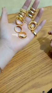 Cincin Belah Rotan Replika Emas 24k Golden Cocok pake Kondangan Nikahan