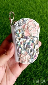 Dompet kunci mobil/motor crystal rose bling bling