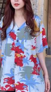 เสื้อฮาวาย เสื้อฮาวายญี่ปุ่น คลาย เสื้อครอบครัว เสื้อเชิ้ตวินเทจ เสื้อฮาวายมะพร้าว เสื้อฮาวายคัลเลอร์ฟู เสื้อฮาวายพื้นขาว