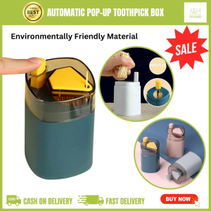 T.Ph Automatic Pop-up Toothpick Holder Box Portable Toothpick Container Toothpick Dispenser Toothpick Storage Box