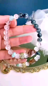 [MY🇲🇾 Ready Stock]蓝兔毛+白幽灵+海纹石+黑金超七+托帕石+透石膏手串Blue Dumortierite｜净化负能量 ✦ 舒缓情绪 ✦ 提升人缘｜