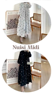 NUISI MIDI DRESS CRINKLE MOTIF: Pakaian Wanita Casual & Elegan