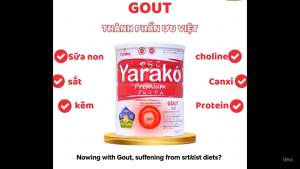 Sữa Bột Yarako Premium GOUT 900g công nghệ Nhật Bản kiểm soát acid uric giảm đau bổ sung dinh dưỡng