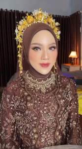 Slayer mutiara pengantin warna (MAHOGANY) slayer veil pengantin hijab akad pengantin mutiara